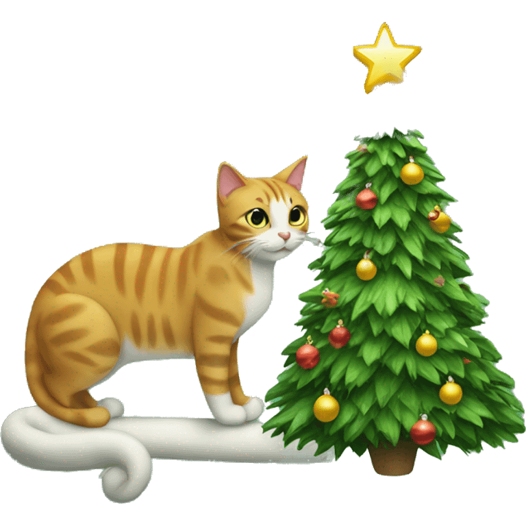 Christmas tree with a cat emoji