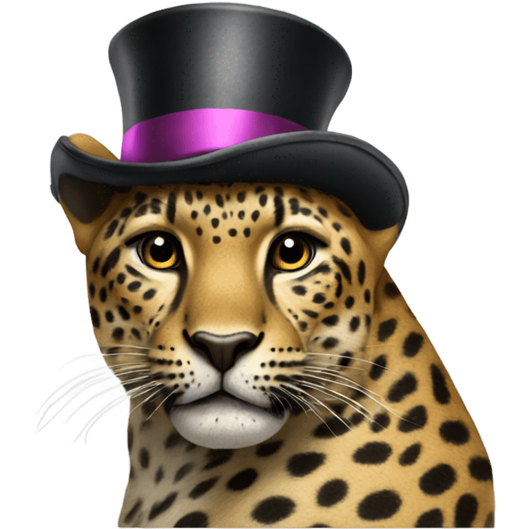 Leapord with a top hat on emoji