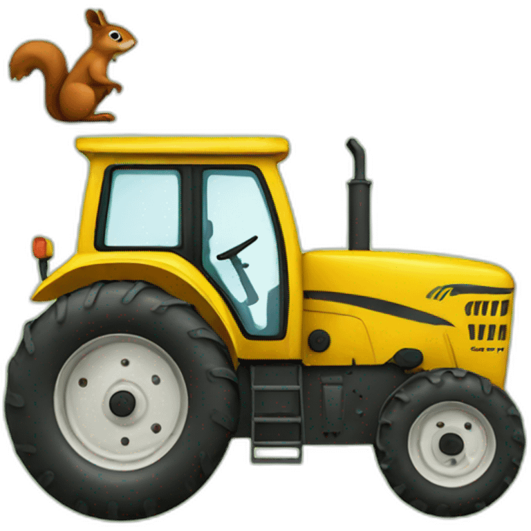 A tractor with a squirrel in it emoji