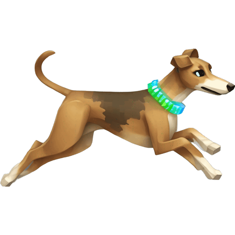 Minecraft pixel brindle greyhound running iridescent collar emoji