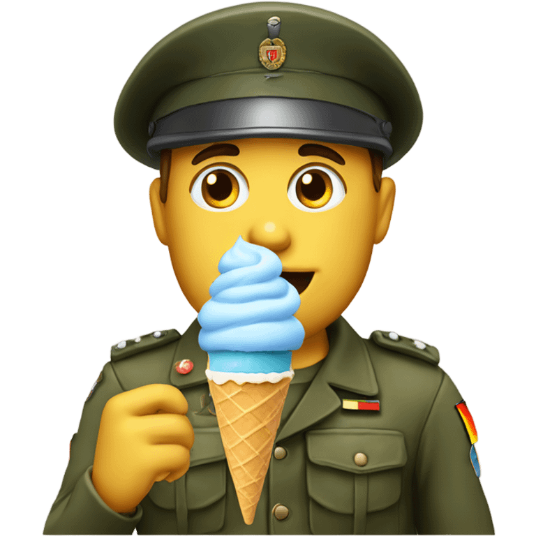 German solider eating ice cream emoji