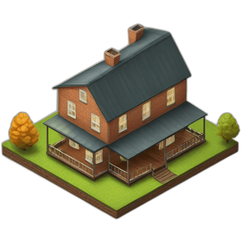 Whiskey glass house isometric emoji