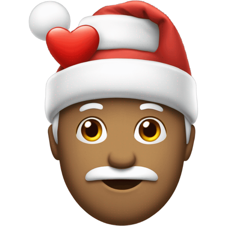 Corazón blanco con gorro de papá noel emoji