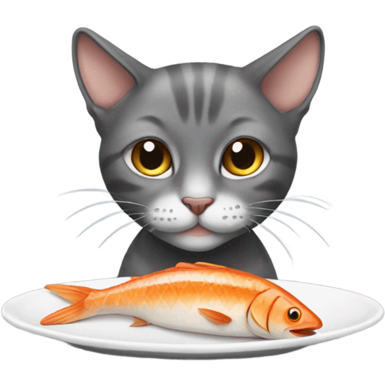 skinny cat eating fish emoji