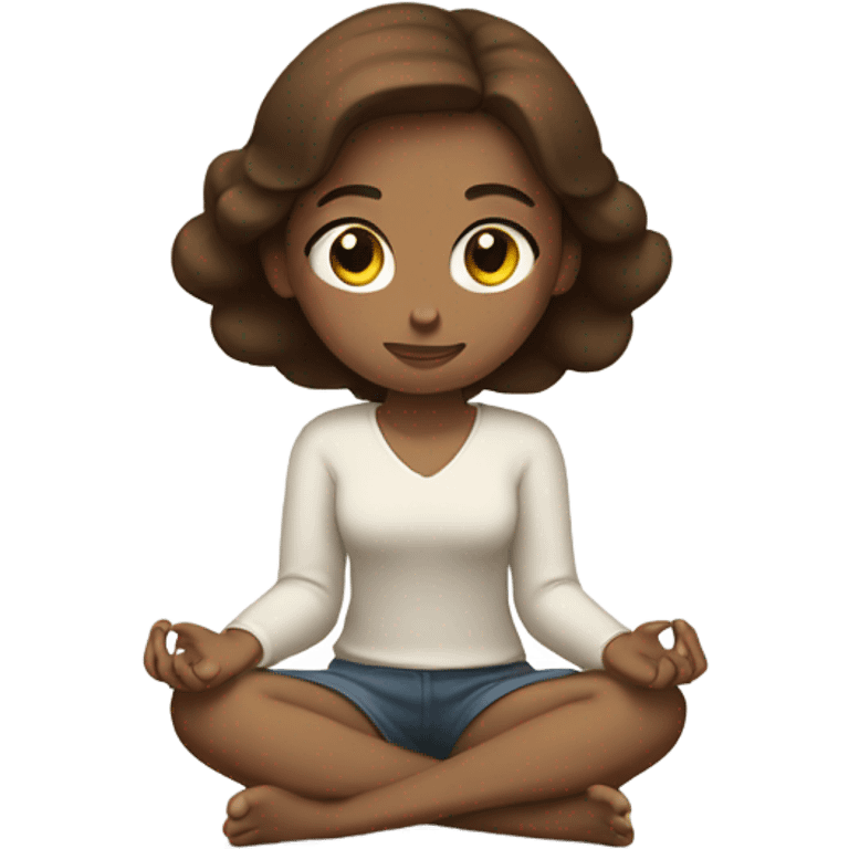 clean girl meditating in oaz with brown hair emoji