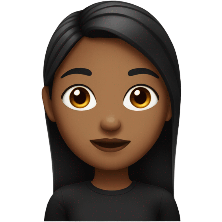 brown skin girl with blak hair and a black shirt and aesthetic  emoji