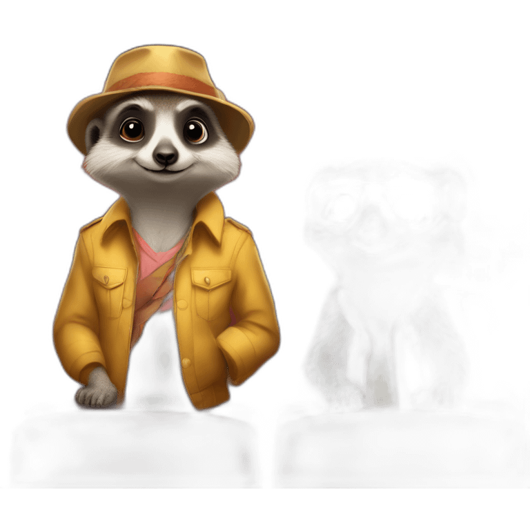 Two meerkats and a wombat at the cinema in clothes emoji