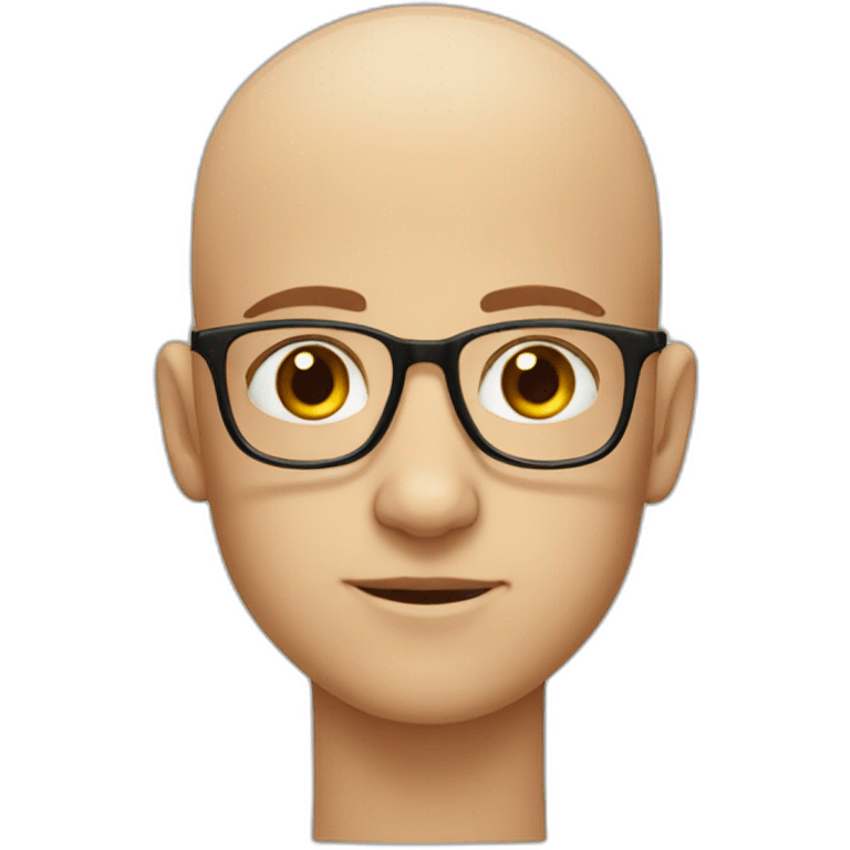 Young man baldness with glasses and strabismus emoji