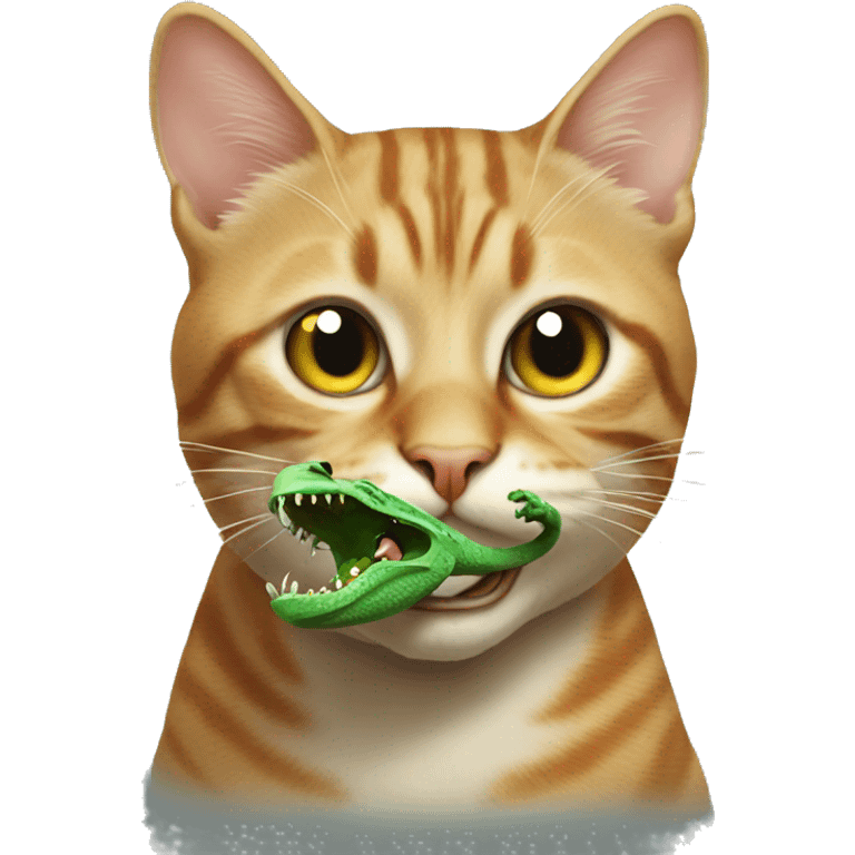 cat with lizard in mouth  emoji