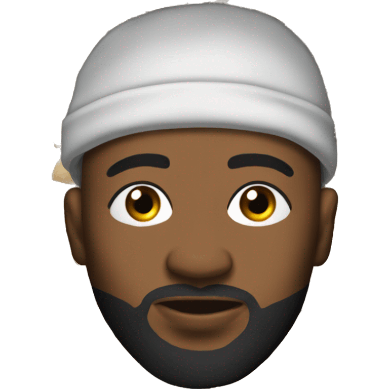 head of black uk drill rapper with baklava emoji