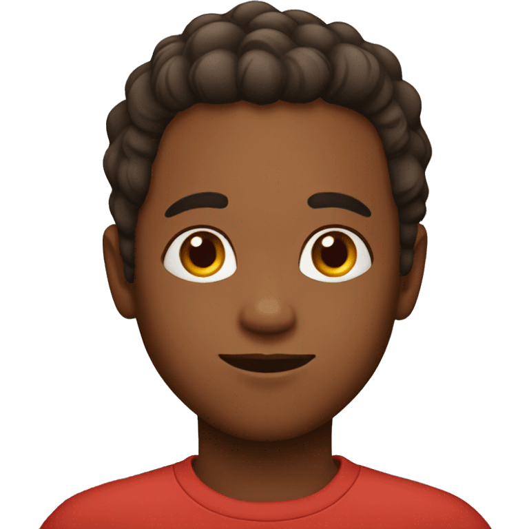 Brown boy with red dot on forehead emoji