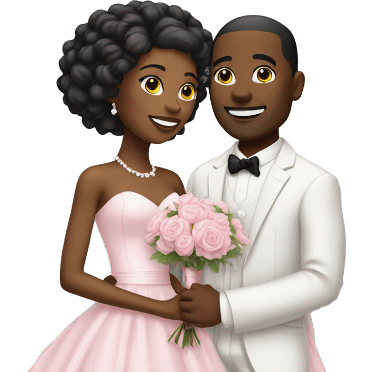 Pink wedding black couple emoji