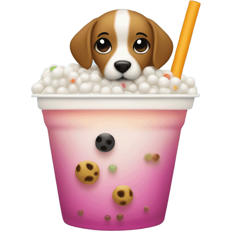 Dog drinking boba emoji