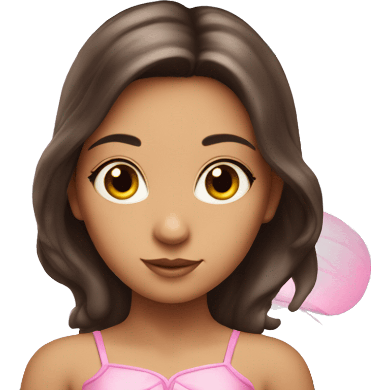 brunette fairy with pink wings  emoji