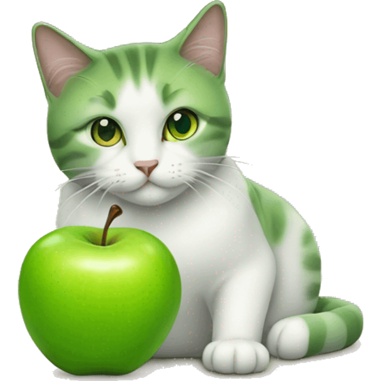 green apple, cat emoji