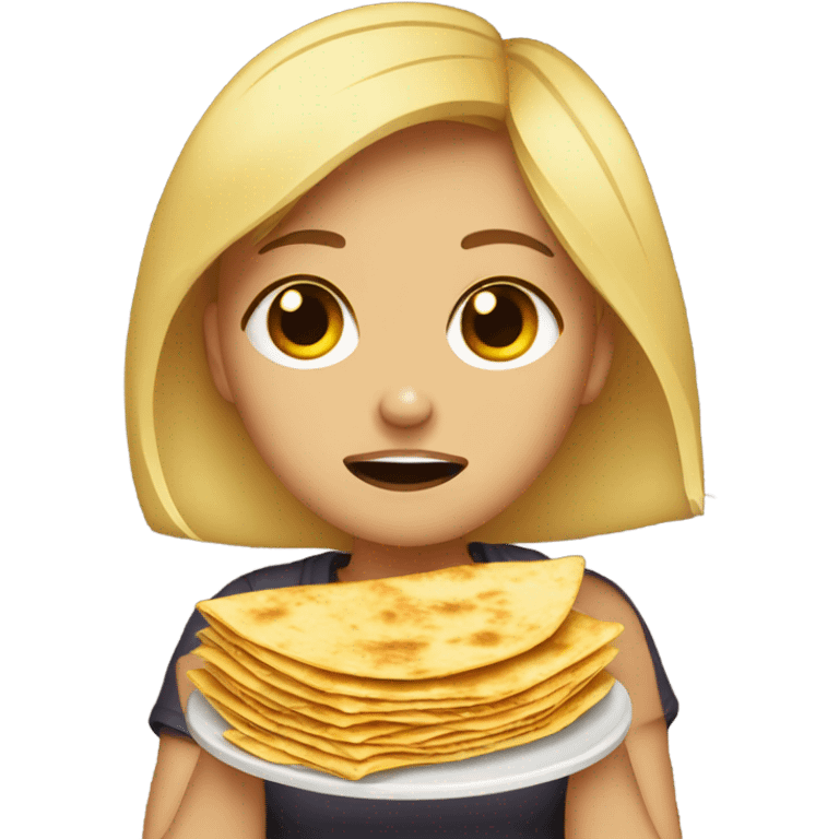 Blonde girl crying with quesadilla emoji