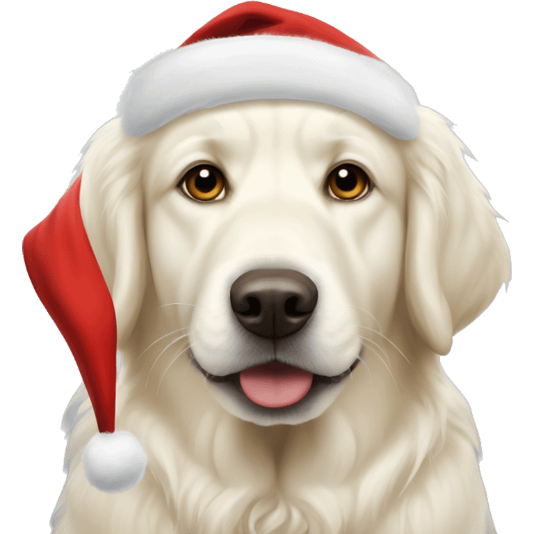 White golden retrievers with Santa hat  emoji