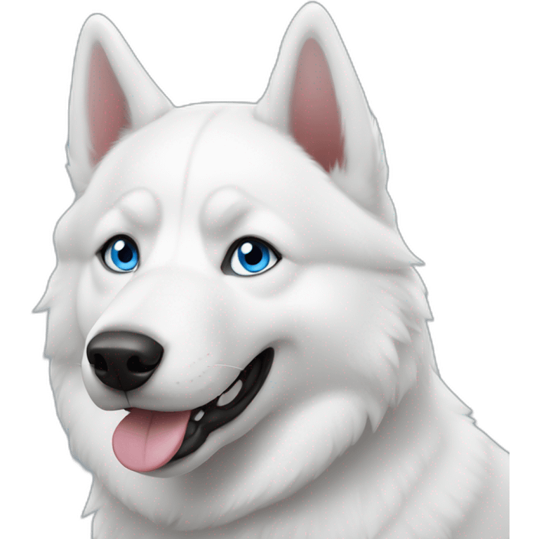 Happy white husky blue eyes without eyebrows emoji