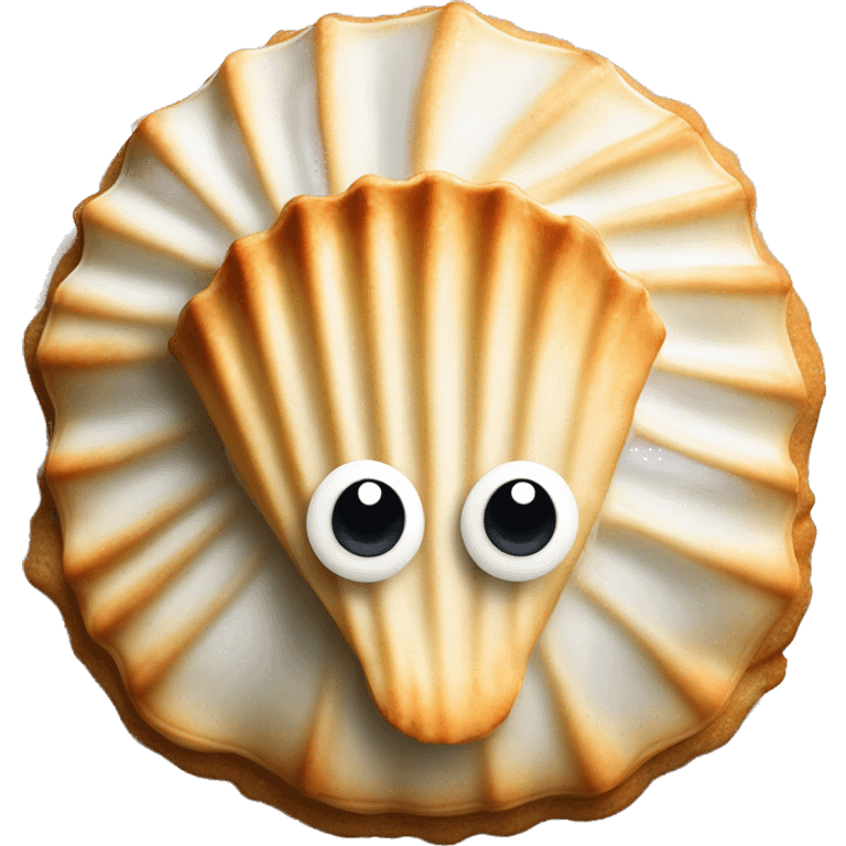 Scallop Shell madeleine cake with googly eyes emoji