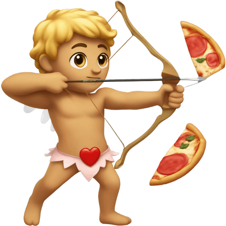 Cupid, who shoots pizza arrows with his bow emoji