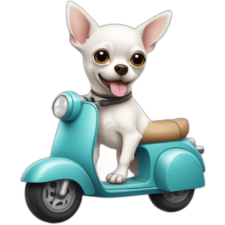 white chihuahua on scooter emoji