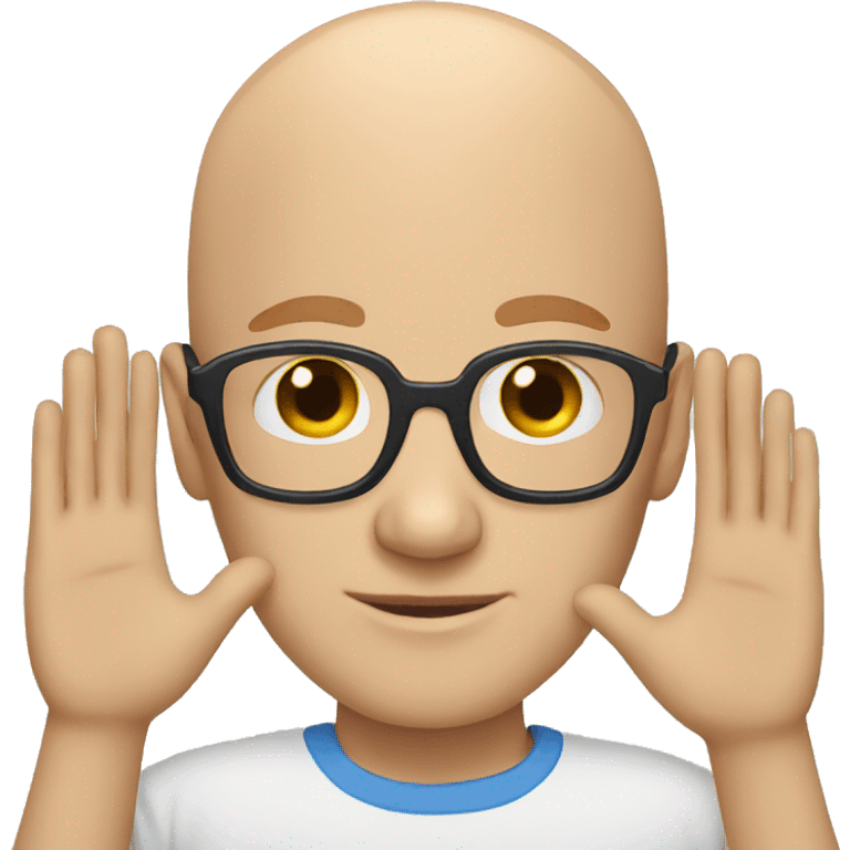 bald man with glasses and blue eyes joining hands emoji