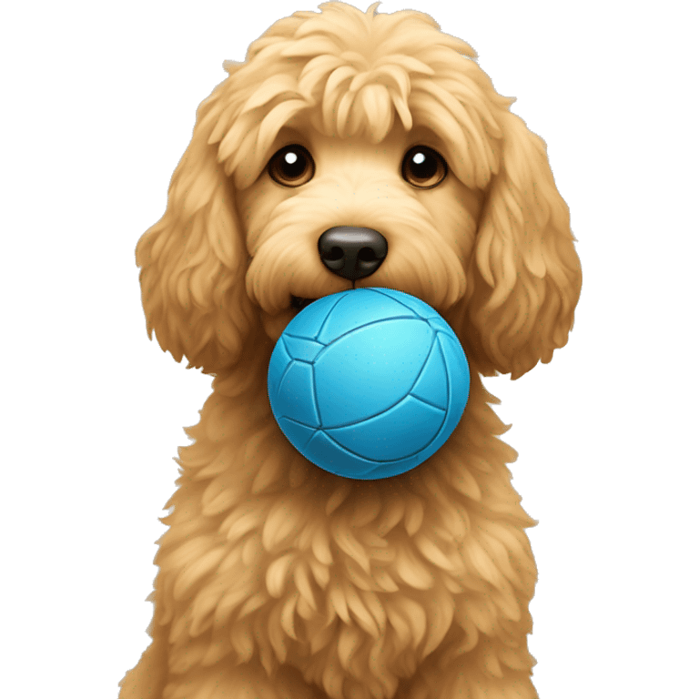 Golden doodle with ball emoji