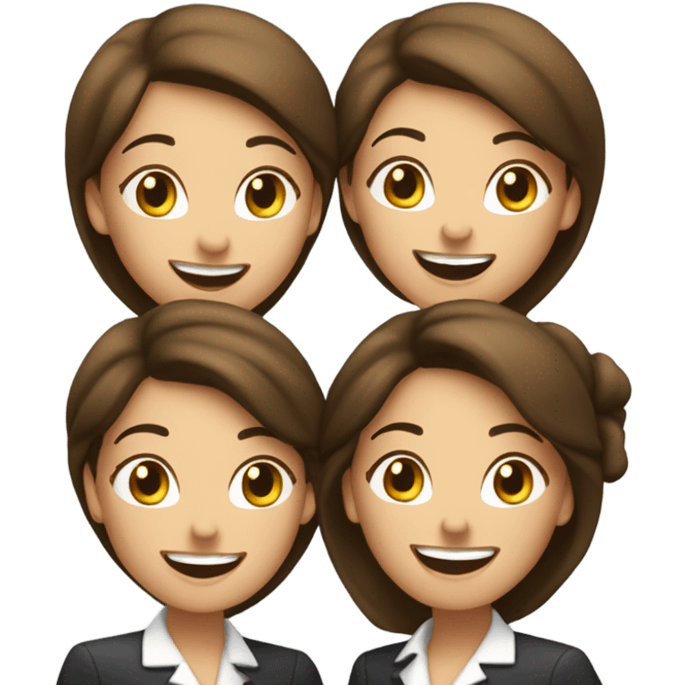 businesswoman duo brunette girls celebrating emoji