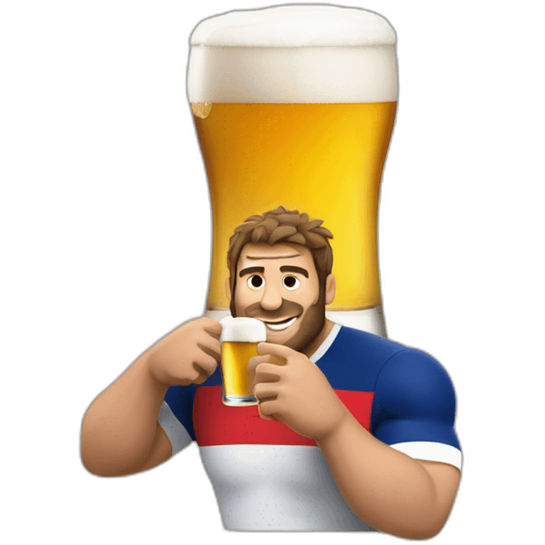 French rugby player with a craft beer emoji