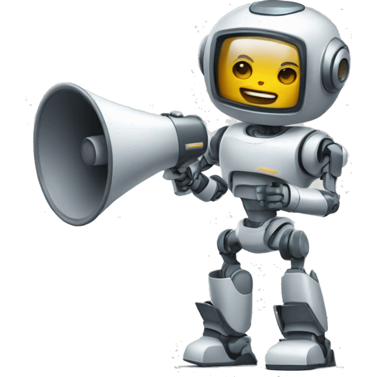 robot holding a megaphone emoji