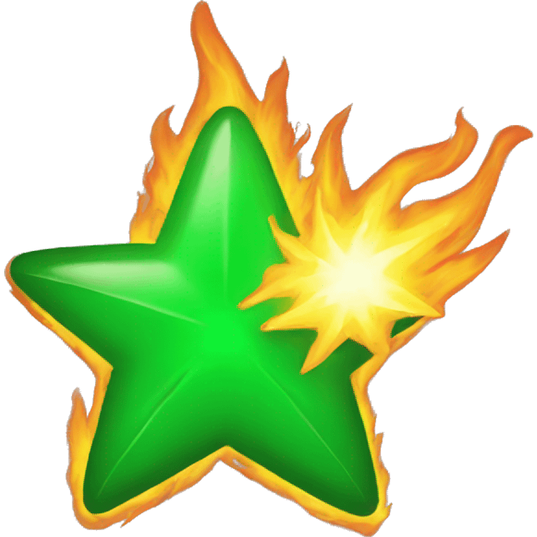 Green star on fire emoji