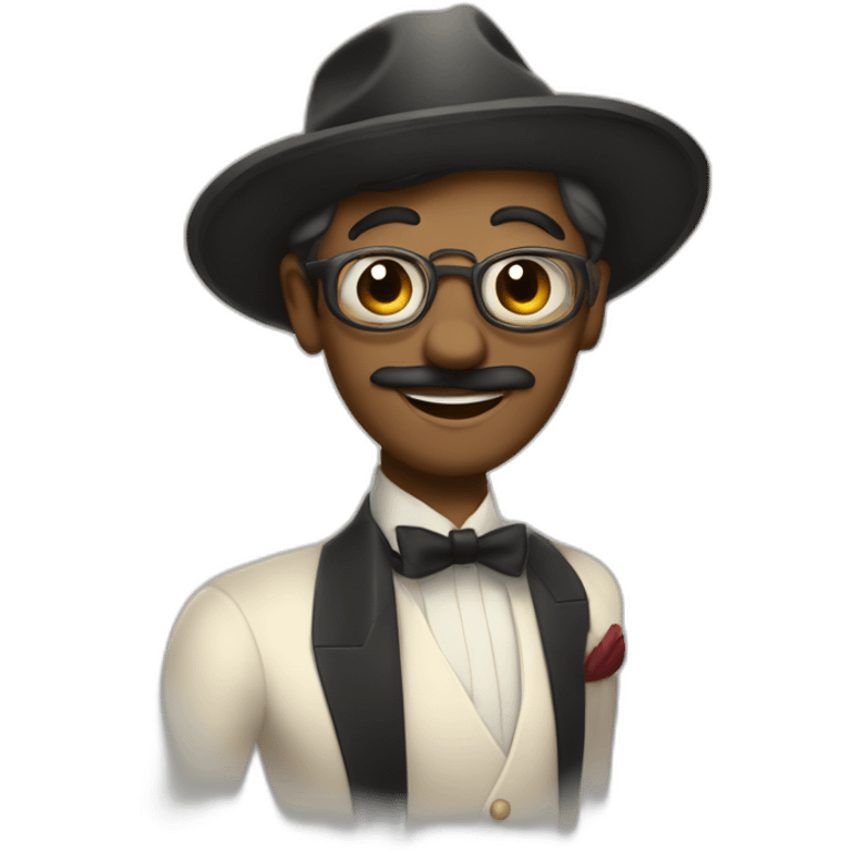 Imagina un personaje principal para una película animada musical ambientada en la década de 1920. Debe ser un bailarín de jazz carismático y lleno de energía emoji