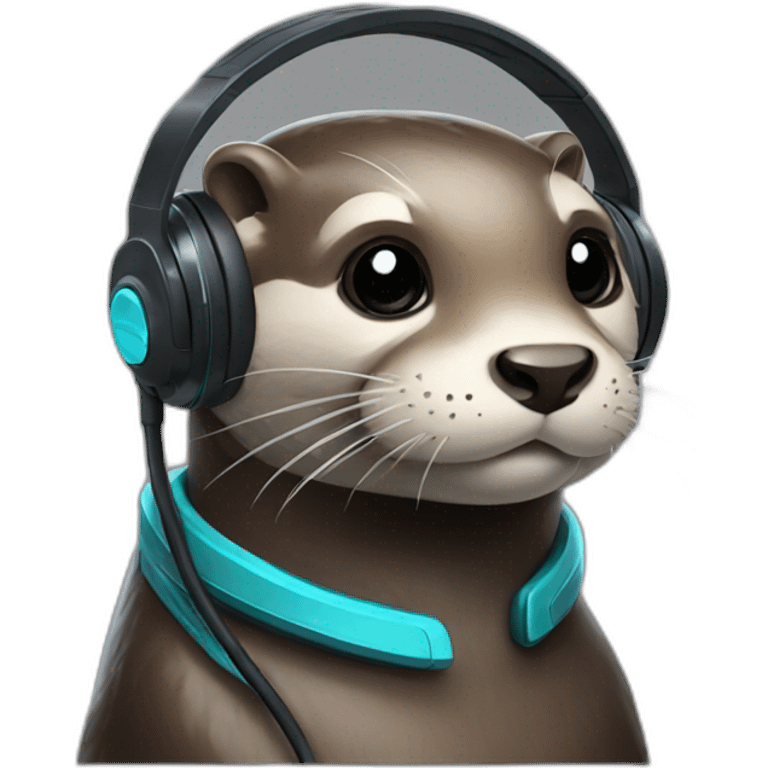 otter wearing gamer headset emoji