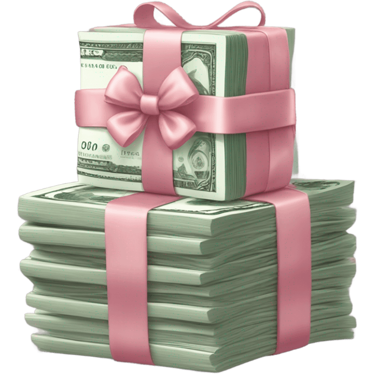 money stack with pink bow around  emoji