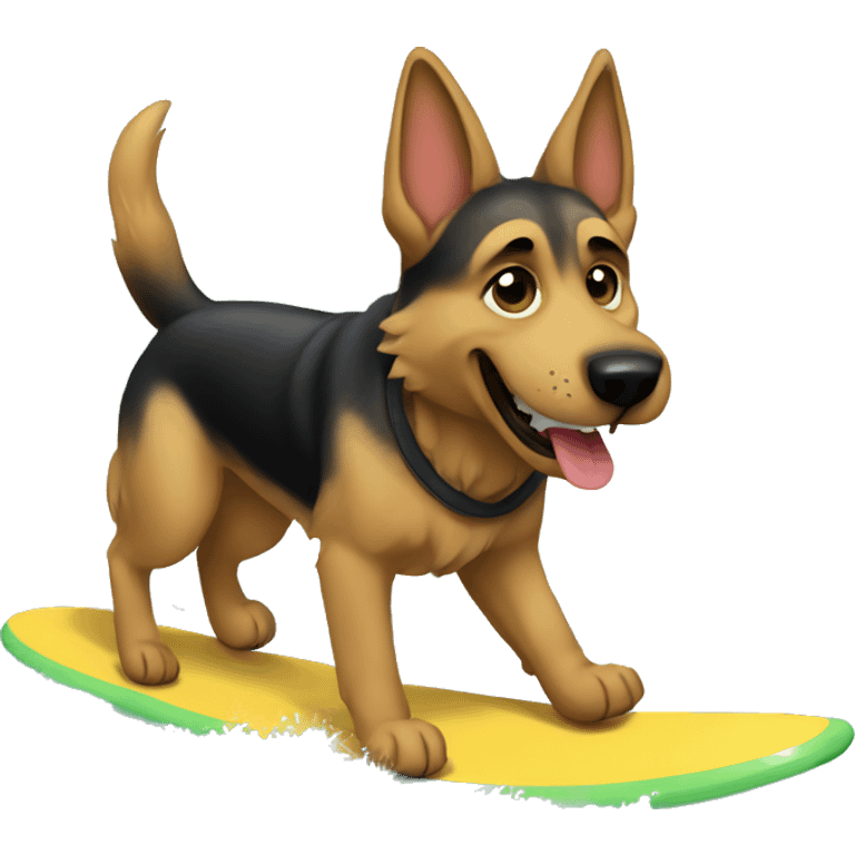 Surfing German shepherd  emoji