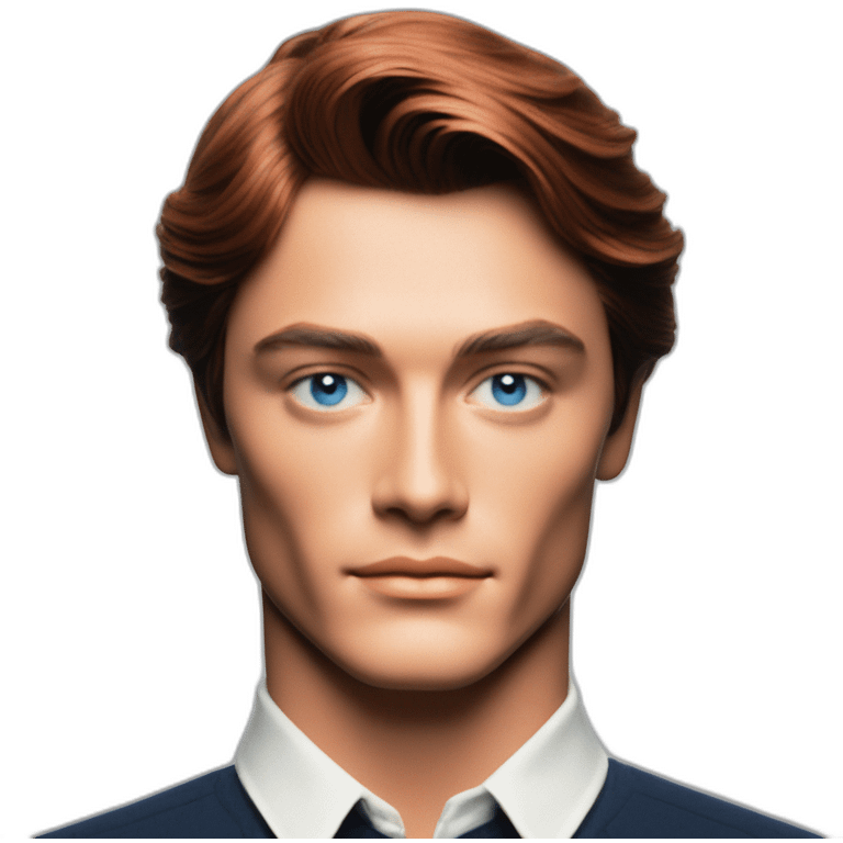 Alain Delon young student blue eyes short red hair emoji