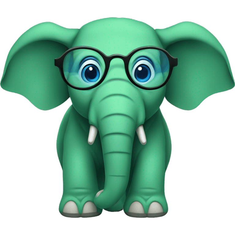 A green elephant with cientist blue glasses  emoji