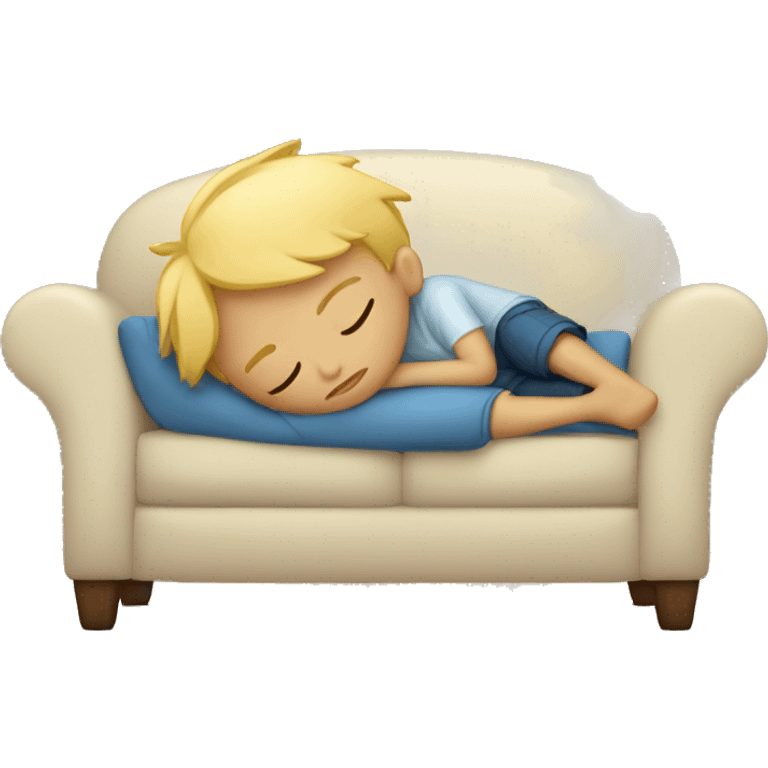 blond boy sleeping on the couch emoji