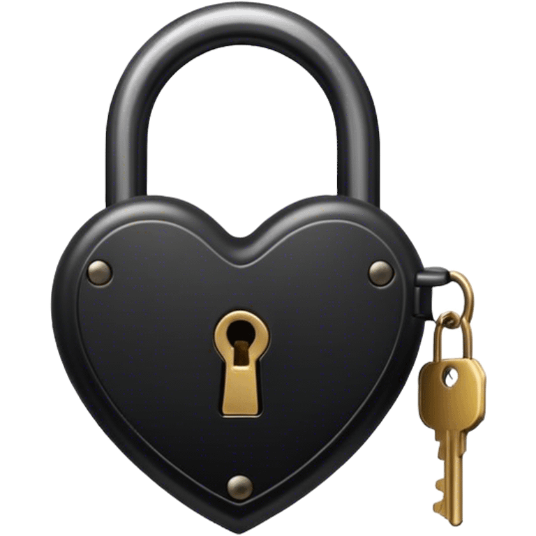 black vintage heart-shaped lock emoji