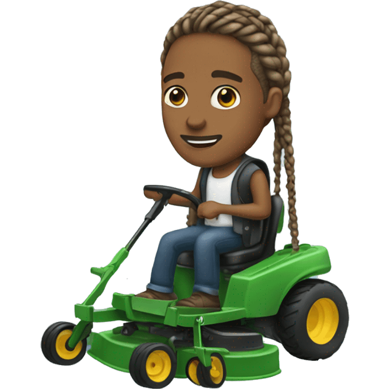 Light brown skin  man with braids on law mower emoji