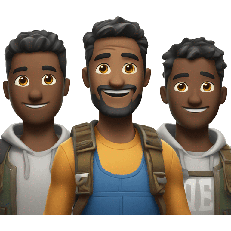 Three guys playing Fortnite  emoji