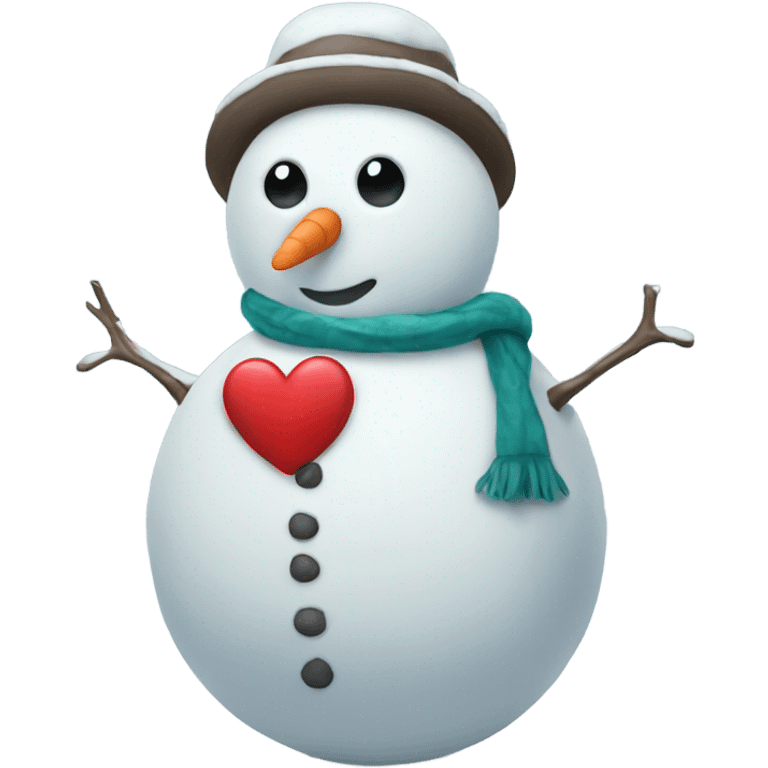 Snowman with a heart emoji