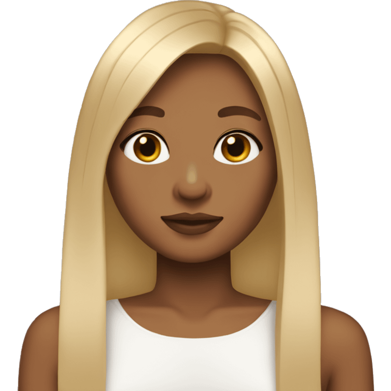 A tan girl with medium length hair and curtain bangs  emoji