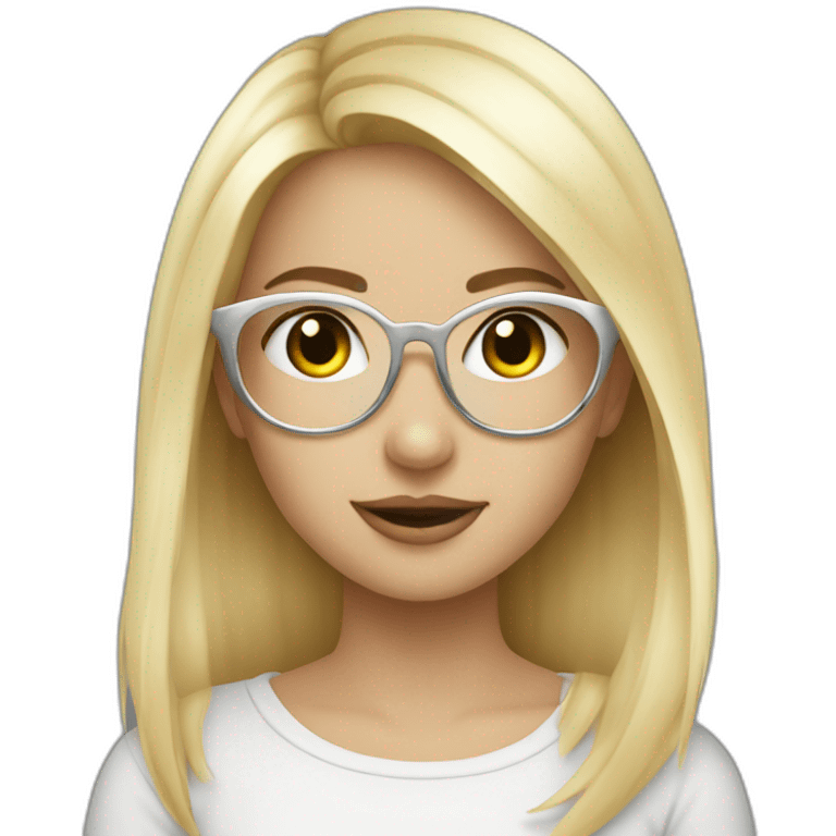 A blond whit girl  with silberglases like a demon emoji