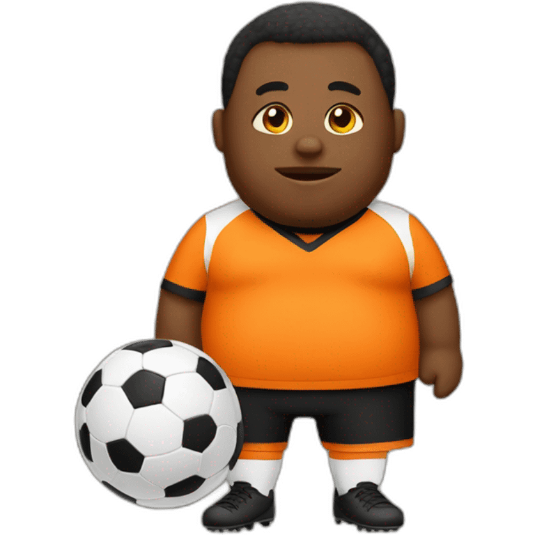 Fat man play soccer orange and black emoji