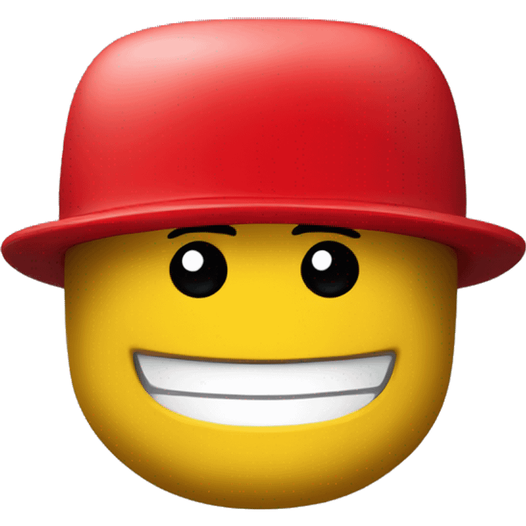 Lego smiling face with red hat emoji