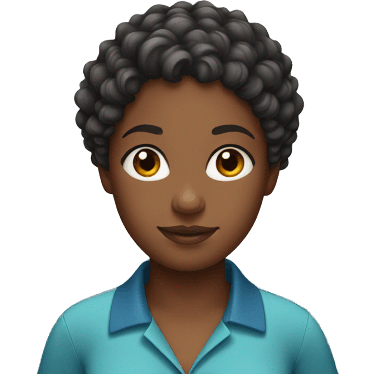 Black girl with short curly hair wearing a polo shirt emoji