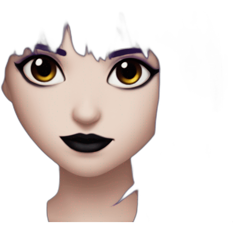 Elissabat-with-bangs-long-hair-dark-purple-and-black-vampire-goth-makeup-pinkeyes emoji