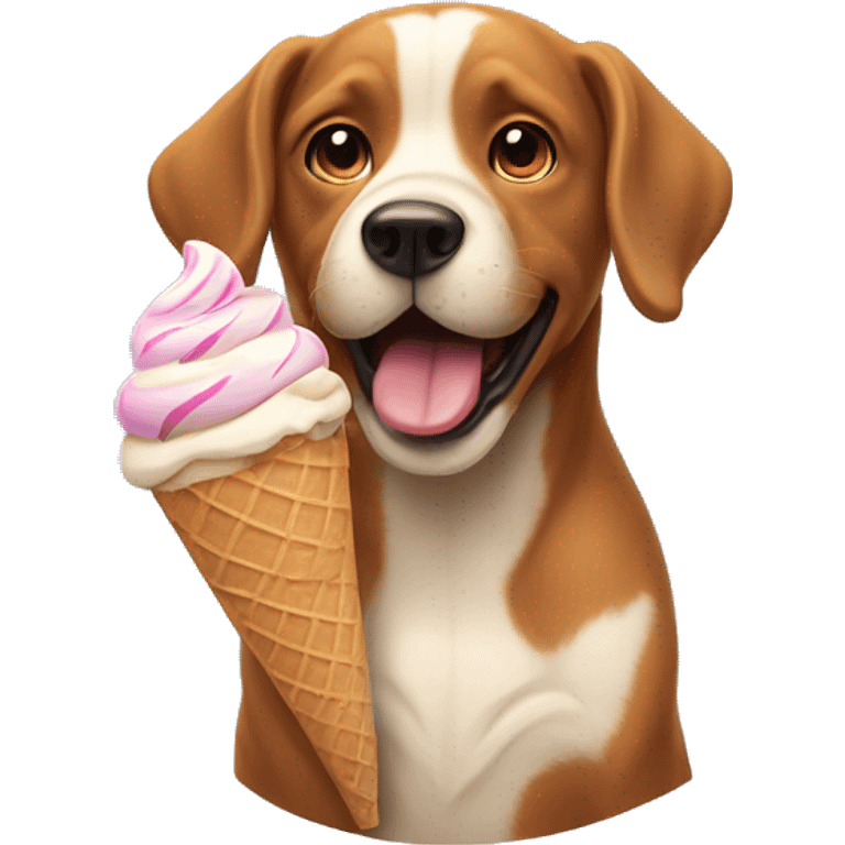 Dog eating ice cream emoji