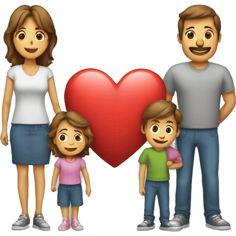 Heart and mom and dad and kids emoji